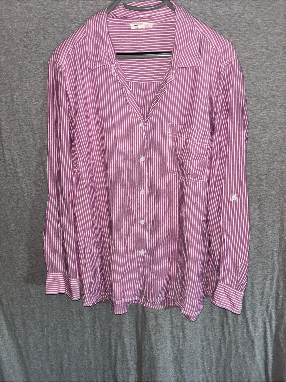 beachlunchlounge Pink and White Striped Button-Down Shirt